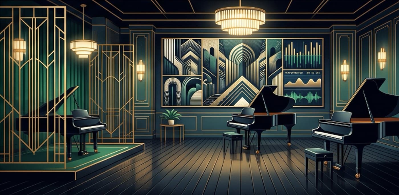 Inside Fremont: grand pianos in an Art Deco studio room